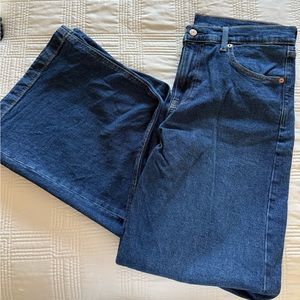 Gap High Ride Stride, Size 10 Long, Dark Wash, Wide Leg